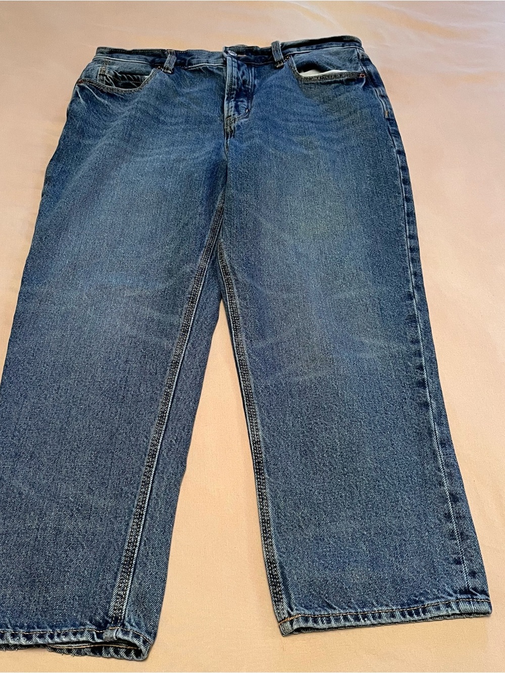 Old Navy Woman’s Button Fly High-Rise Straight Cropped Blue Denim Jeans Size 10